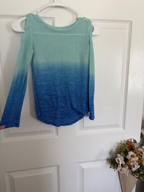 Justice Ombre Mint to Royal Blue Cold-Shoulder Sweater
